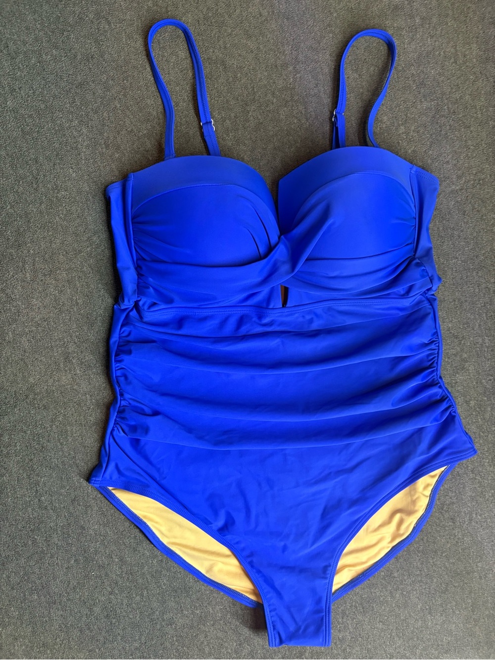 🆕WOT Classic Ruched One-Piece Swimsuit in Royal Blue Size XL
